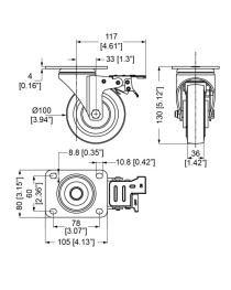 PENN ELCOM - W9007 - Rueda Giratoria Con Freno 100mm